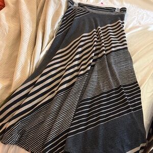 Veronica M Black and White Striped A-Line Skirt